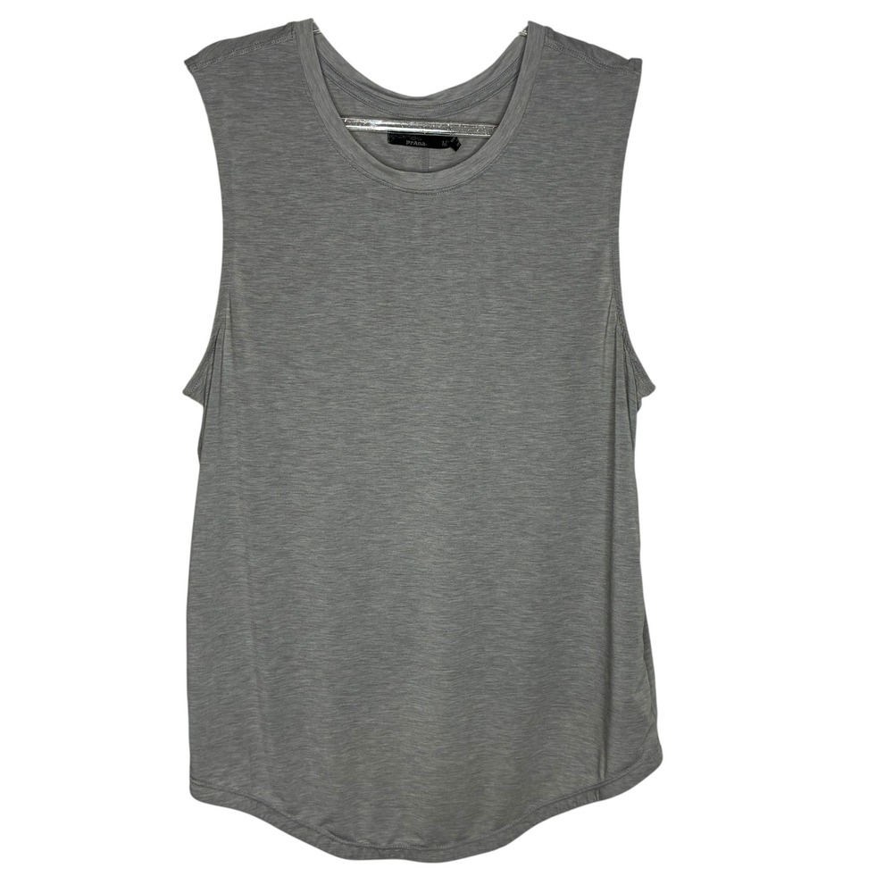 Prana Women Medium Rogue Sleeveless Top Grey Tank Twist Back Keyhole Yoga Active